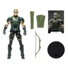 A display of a Green Arrow action figure with accessories, including a bow, quiver, and display stand. Náhľad obrázku produktu