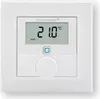 A white wall thermostat with a digital display showing the temperature. Produktbild-Vorschau