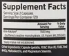 A close-up of a supplement facts label on a black background. Podgląd zdjęcia produktu