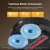 Close-up of the underside of a robot vacuum cleaner with its mopping pads spinning. Produktbild-Vorschau