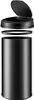 An exploded view of a black trash can with its lid and a retaining ring separated from the main body. Produktbild-Vorschau