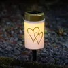 LED Solar Grablicht Herz - Grabkerze - H: 12cm - D: 7cm - Lichtsensor - inkl. Erdspieß - weiß Produktbild-Vorschau
