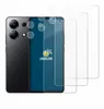 A smartphone and three screen protectors are displayed against a white background. The smartphone is shown from the back-left, and the screen protectors are arranged in front of it. Produktbild-Vorschau