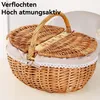 Weiden-Picknickkorb mit im Landhausstil, mit Deckel und Produktbild-Vorschau 4