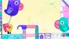 A colorful, cartoon-like scene with toy building blocks and animated characters resembling birds. Podgląd zdjęcia produktu