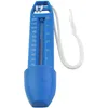 A blue thermometer with a white string, isolated on a white background. Produktbild-Vorschau