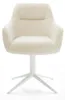 DELIFE Drehstuhl Pejo-Flex Teddystoff Beige Fußkreuz Weiß Produktbild-Vorschau 2