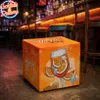Quadratischer Sitzpouf Aperol Spritz – Bequemer Hocker für Wohnzimmer & Schlafzimmer – Polsterhocker Náhľad obrázku produktu