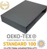 A dark gray fitted sheet is shown from a slightly elevated angle against a white background. Produktbild-Vorschau
