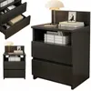 Comodino per camera da letto, 2 cassetti, nero, stile loft Anteprima dell’immagine prodotto 1