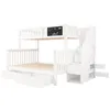 A white bunk bed with stairs and drawers, set against a white background. Produktbild-Vorschau