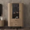 AX LIVING Vitrine Halay Eiche Cremona, 1 Tür & 2 Schubladen Produktbild-Vorschau 5