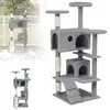 XMTECH Kratzbaum für Katzen, 130 cm Katzenbaum in Hellgrau Produktbild-Vorschau 1