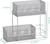 A silver mesh two-tier shelving unit with dimensions labeled in centimeters. Produktbild-Vorschau
