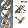 A collage of images showing door handles and hardware, with close-ups and a product shot with accessories. Podgląd zdjęcia produktu