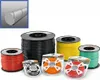 A collection of spools of trimmer line in various colors, with a close-up inset of a single piece of trimmer line. Podgląd zdjęcia produktu