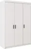 A white three-door wardrobe with black handles. Produktbild-Vorschau