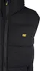 Close-up of a black puffer vest with a yellow CAT logo. Anteprima dell’immagine prodotto