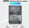 A close-up marketing image of a handheld gaming console, highlighting its battery and charging specifications. Produktbild-Vorschau