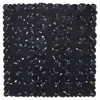 A black bath mat with a textured surface and scalloped edges, shown from a top-down perspective on a white background. Produktbild-Vorschau