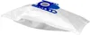 A white vacuum cleaner bag with a blue plastic connector. Produktbild-Vorschau