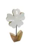 Holz Figur Blume glasiert weiß 12 x 21cm Dekofigur Produktbild-Vorschau 2