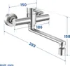 Spültischarmatur Wandmontage, 360° Drehbar 304 Edelstahl Produktbild-Vorschau 6