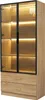 A tall, narrow cabinet with glass doors and drawers, illuminated by LED lights. Voir les images du produit