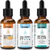 Three bottles of skincare serum arranged side-by-side on a white background. Produktbild-Vorschau