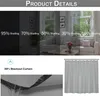 A collage of images showing different shading levels of curtains, a close-up of fabric, and a full view of a gray curtain. Produktbild-Vorschau
