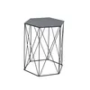 A modern black metal side table with a hexagonal gray top, set against a white background. Produktbild-Vorschau