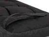 A close-up view of a black cushion with a stitched pattern and a fabric loop. Produktbild-Vorschau