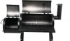 A black smoker-grill with its lids open, shown against a white background. Produktbild-Vorschau