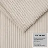 A close-up view of a textured fabric with vertical ribs, likely corduroy, with a text overlay providing product details. Produktbild-Vorschau