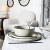 HowHomely | Sada 12 talířů - Sada talířů - 27 cm - Béžová - Náhled obrázku produktu 4