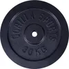 A black weight plate with embossed text. Produktbild-Vorschau