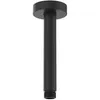 A black ceiling shower arm with a round flange at the top and threaded connection at the bottom. Produktbild-Vorschau