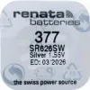 Renata Bateria 377 SR626SW 1.55v Srebrna Pewekielna Podgląd zdjęcia produktu 1