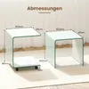 COSTWAY Beistelltisch aus Glas mit Rollen, Glastisch Produktbild-Vorschau 3