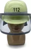 A child's safety helmet with a face shield, displayed on a mannequin head. Produktbild-Vorschau