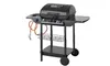 A black gas grill with a propane tank attached, shown on a white background. Náhled obrázku produktu