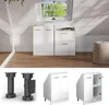 A collage of images showing white high-gloss furniture, including cabinets and legs, in various settings and close-ups. Anteprima dell’immagine prodotto