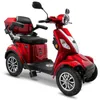 A red electric scooter is shown from a three-quarter front angle against a white background. Produktbild-Vorschau