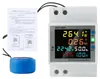 A digital energy meter with a connected current transformer and a user manual. Náhled obrázku produktu