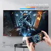 A projector is shown projecting an image onto a large screen, with a smartphone mirroring the content. Produktbild-Vorschau