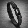 Herren Lederarmband Schwarz Geflochten Magnetverschluss, Produktbild-Vorschau 4