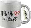 Huuraa Glitzertasse Fehmarn verliebt 330ml Silber Keramik Produktbild-Vorschau 1