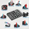 A collage of images showcasing a Nintendo Switch accessory set and its various components and uses. Produktbild-Vorschau