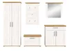 A collection of white and wood-tone furniture pieces arranged on a white background. Produktbild-Vorschau