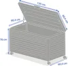 A storage box with its lid open, showing dimensions. Produktbild-Vorschau